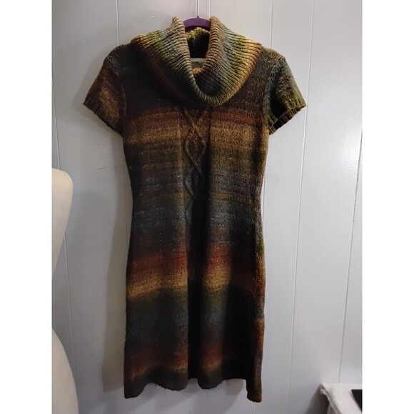 RONNI NICOLE Sweater Dress Women's Medium  Cowl Neck striped cap sleeve Acrylic - Picture 1 of 3